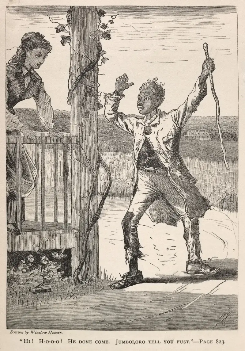 Hej! H-Å-Å-Å! Han har kommit. Jumboloro berättar först. av Winslow Homer