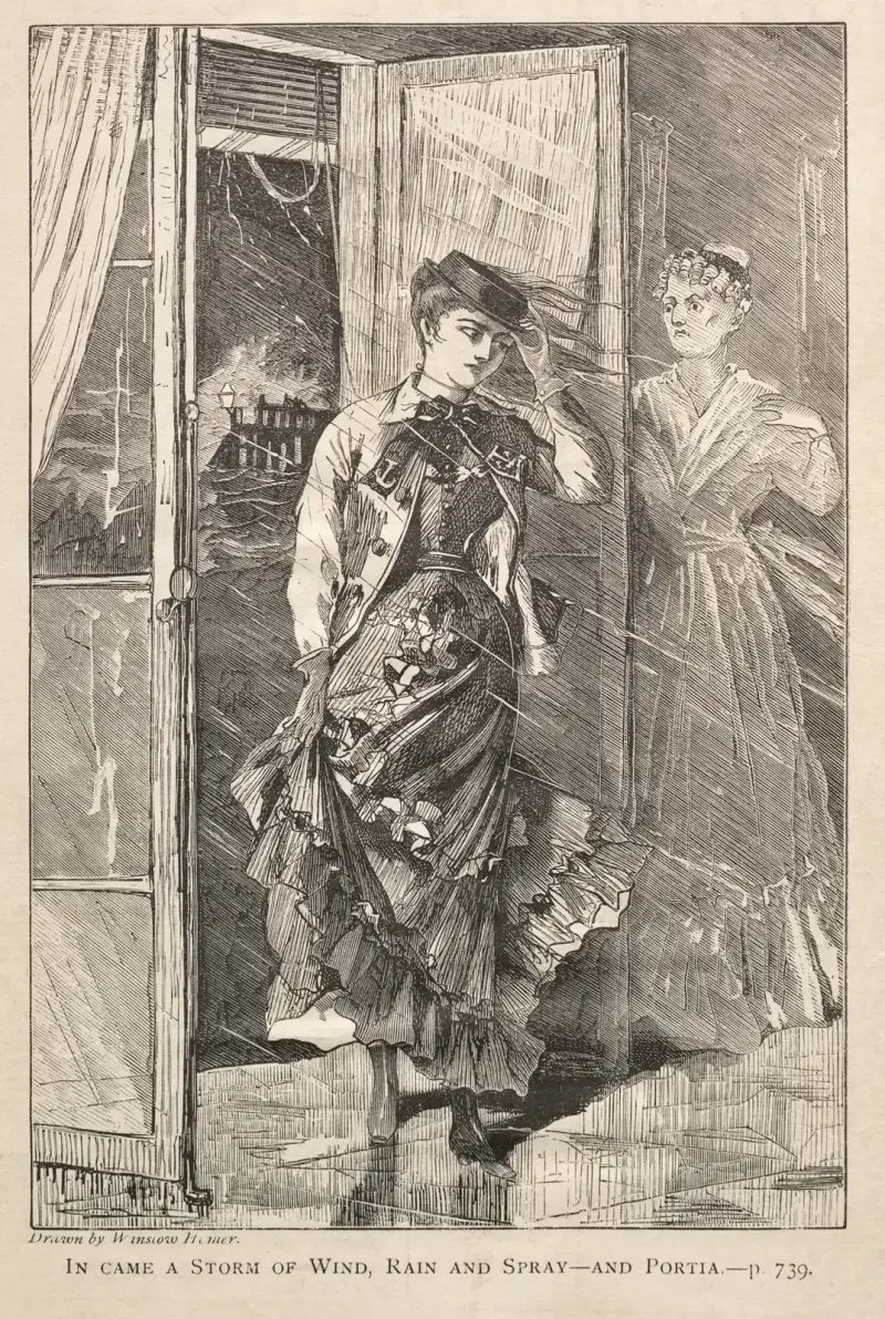 In kom en storm av vind, regn och stänk – och Portia, 1869 – nr 2 av Winslow Homer