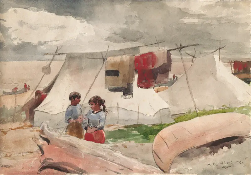 Indianläger, Roberval, Québec av Winslow Homer