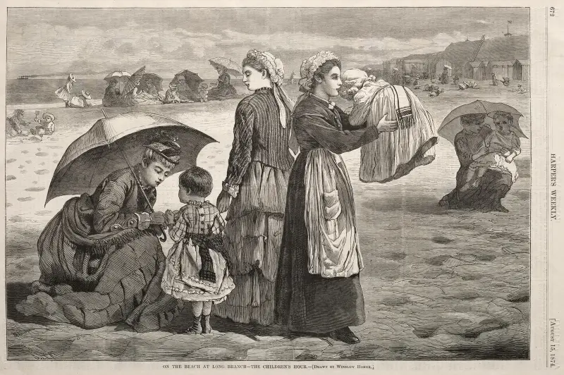På stranden vid Long Branch – barnens timme av Winslow Homer