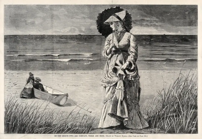 På stranden – två är sällskap, tre är ingen av Winslow Homer
