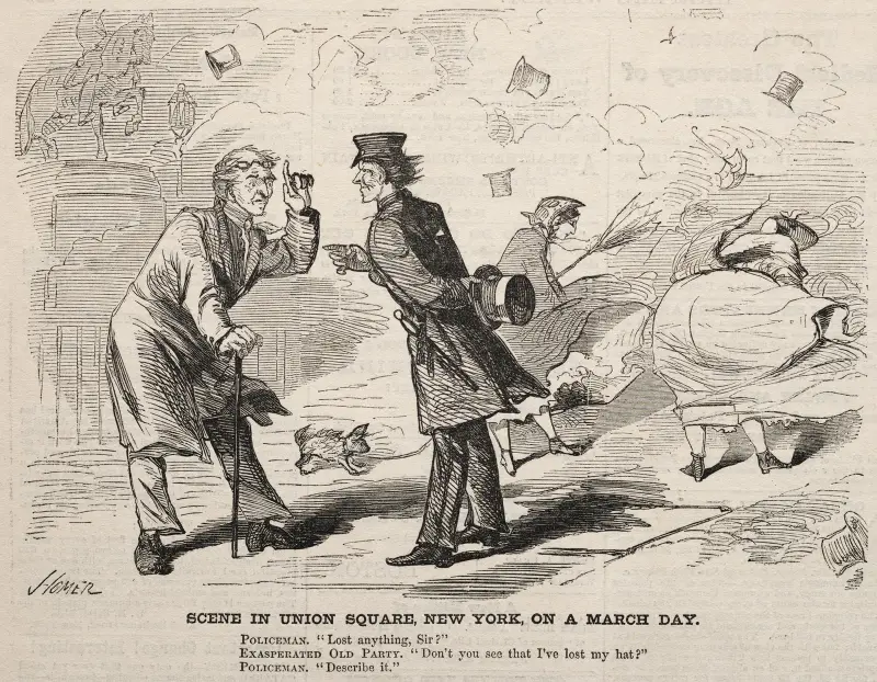 Scen på Union Square, New York, en marsdag av Winslow Homer
