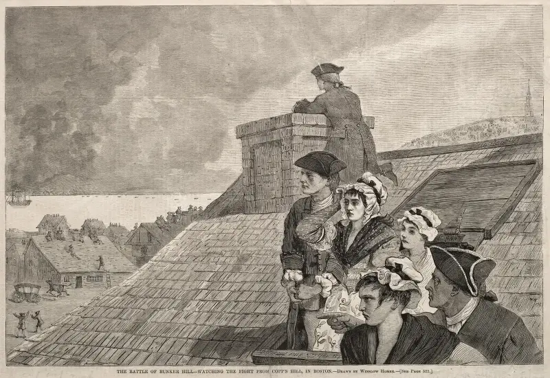 Slaget vid Bunker Hill – man ser striden från Copp's Hill i Boston av Winslow Homer