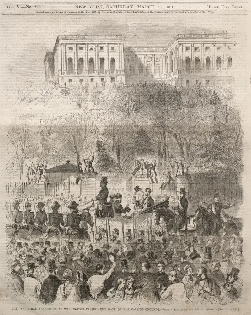 Parada inauguracyjna w Waszyngtonie przy bramie terenu Kapitolu, Winslow Homer