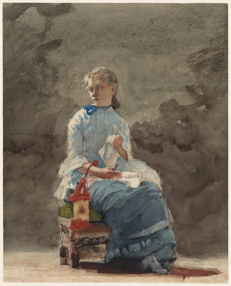 Młoda kobieta szyjąca, Winslow Homer