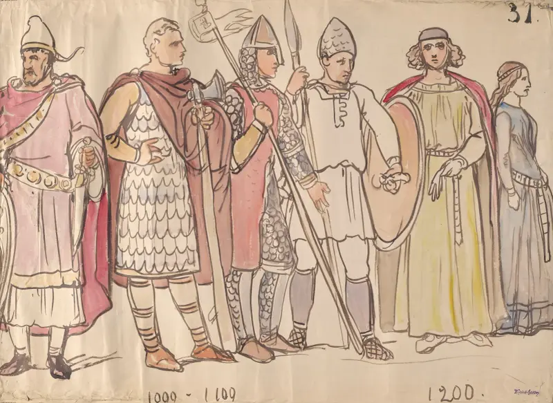 Männliche und weibliche Gewänder des 11., 12. und 13. Jahrhunderts von Wojciech Gerson