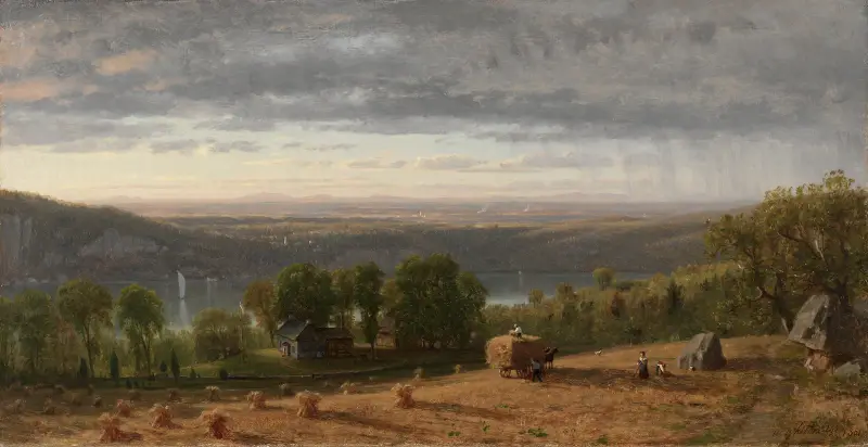 Landskap med hövagn av Worthington Whittredge
