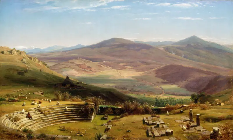 Amfiteatern i Tusculum och Albanobergen, Rom av Worthington Whittredge