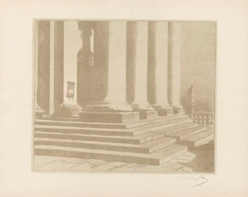 Cathedral pediment in moonlight av Leon Wyczółkowski