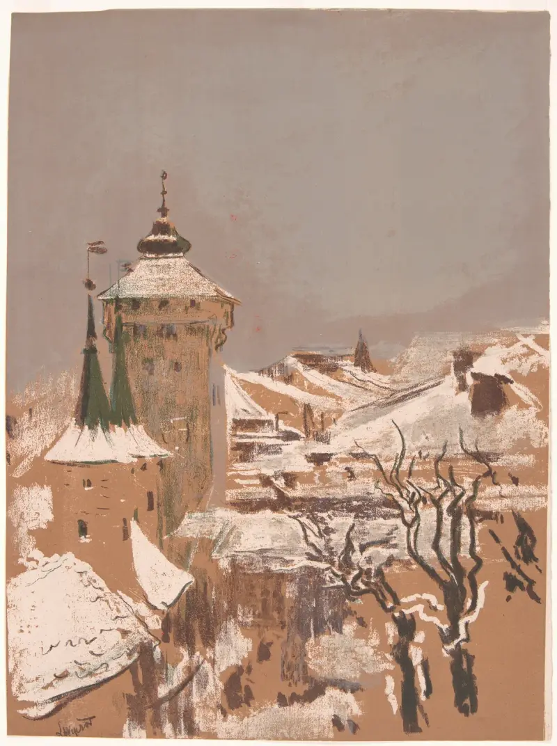 Florianstor in Krakau von den Fenstern der Kunstakademie von Leon Wyczółkowski