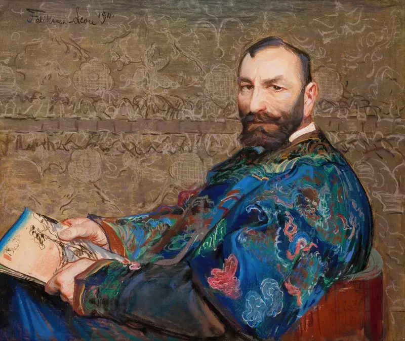 Porträtt av Feliks Jasieński i blå kaftan av Leon Wyczółkowski