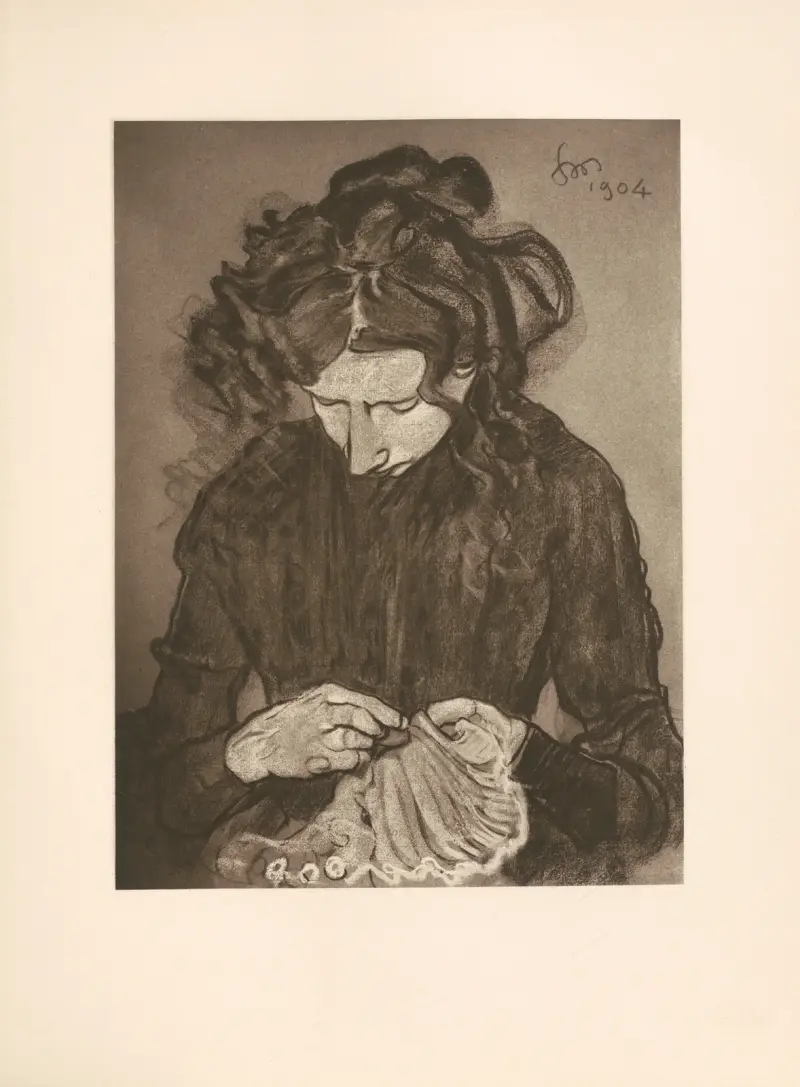Při šití (portrét Ireny Solské), Stanisław Wyspiański