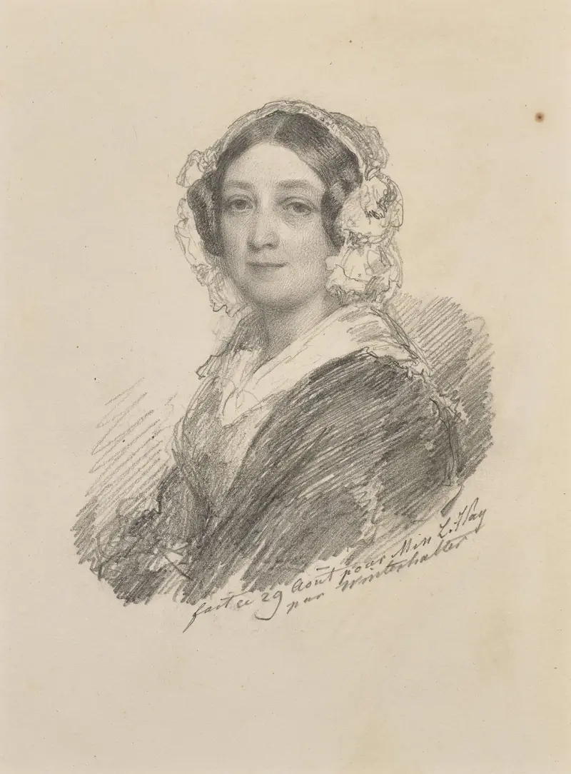 Porträtt av madame Louise Hay, baronessa Gudin av Franz Xaver Winterhalter