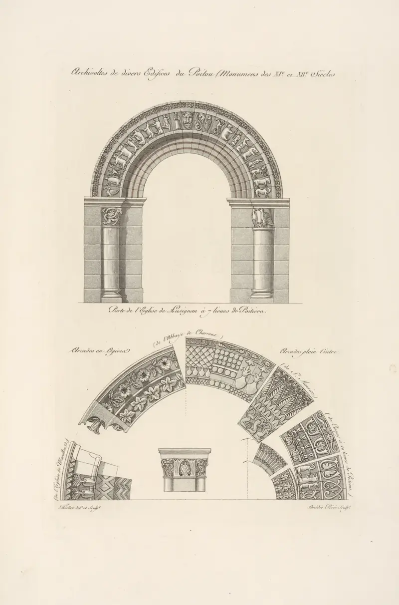 Archivoltes de divers edifices du Poitou (monumens des XIe. et XIIe. siècles. av Nicolas Xavier Willemin