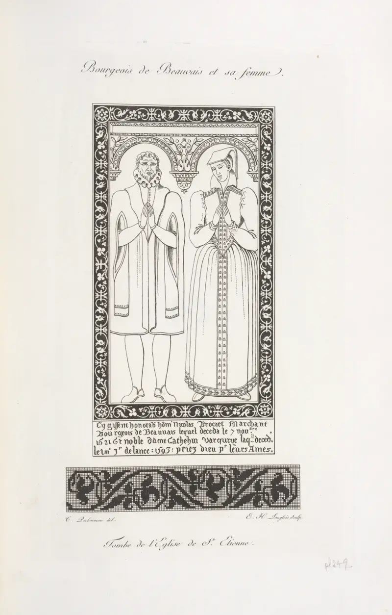Borgare från Beauvais och hans hustru. Grav i kyrkan Saint-Étienne. av Nicolas Xavier Willemin