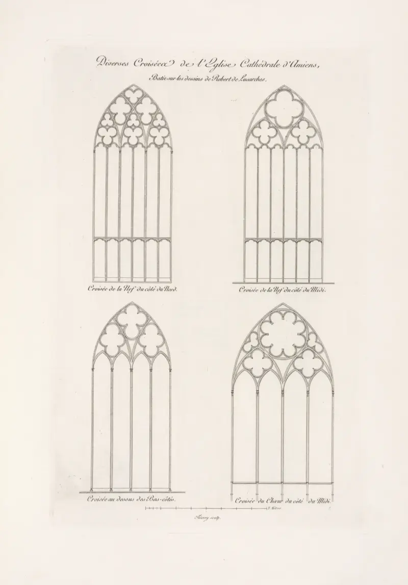 Diverses croisées de l’église cathédrale d’Amiens, baties sur les dessins de Robert de Lusarches. av Nicolas Xavier Willemin