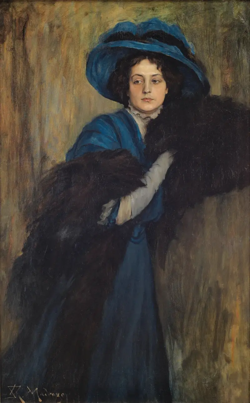 Porträtt av en dam i blått av Raimundo de Madrazo y Garreta