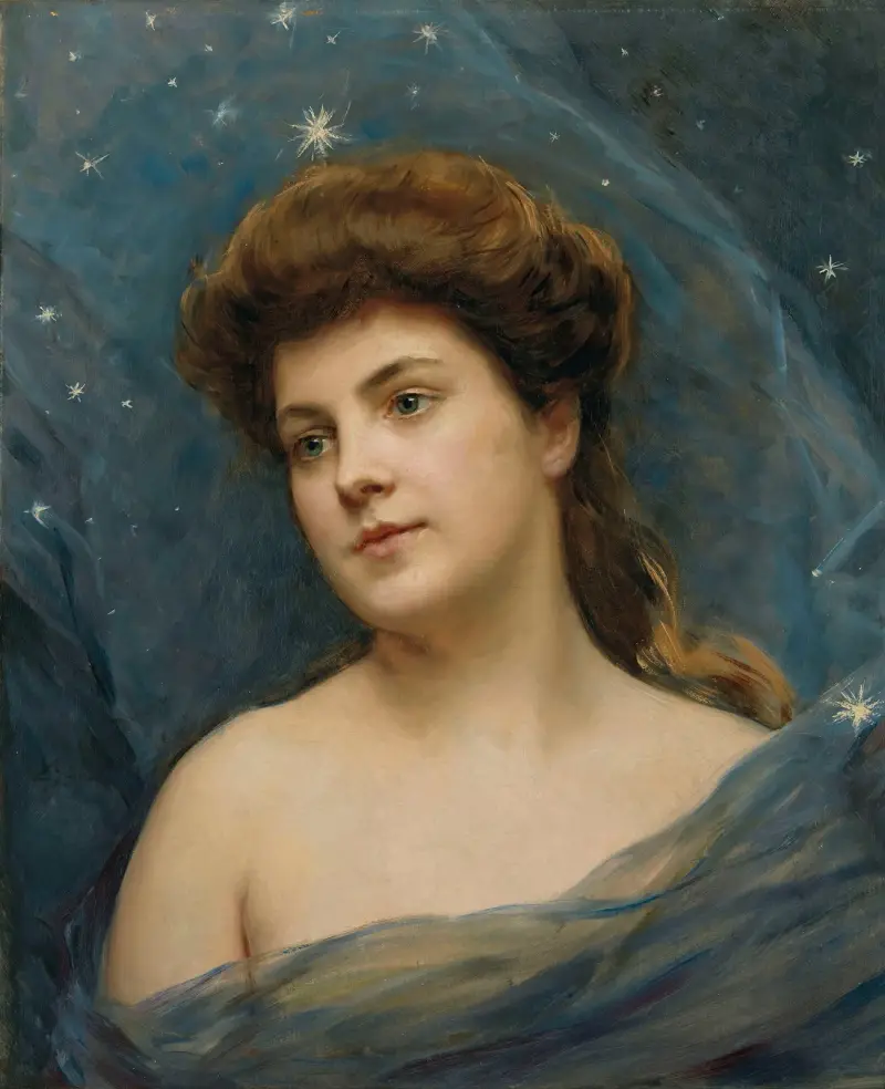 Ung kvinna omgiven av stjärnor av Raimundo de Madrazo y Garreta