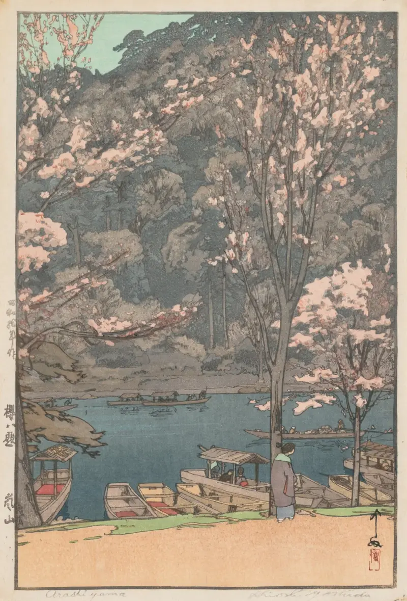 Åtta scener med körsbärsblom: Arashiyama av Yoshida Hiroshi