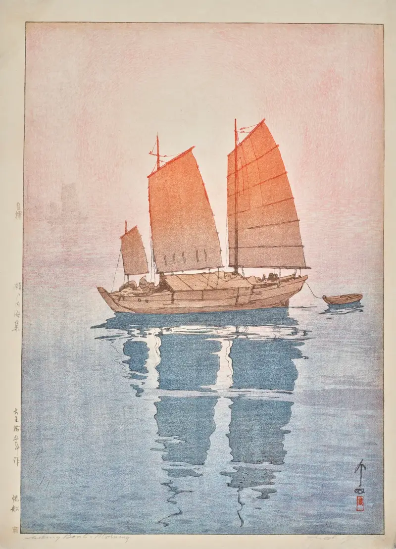 Żaglówki, poranek, Yoshida Hiroshi