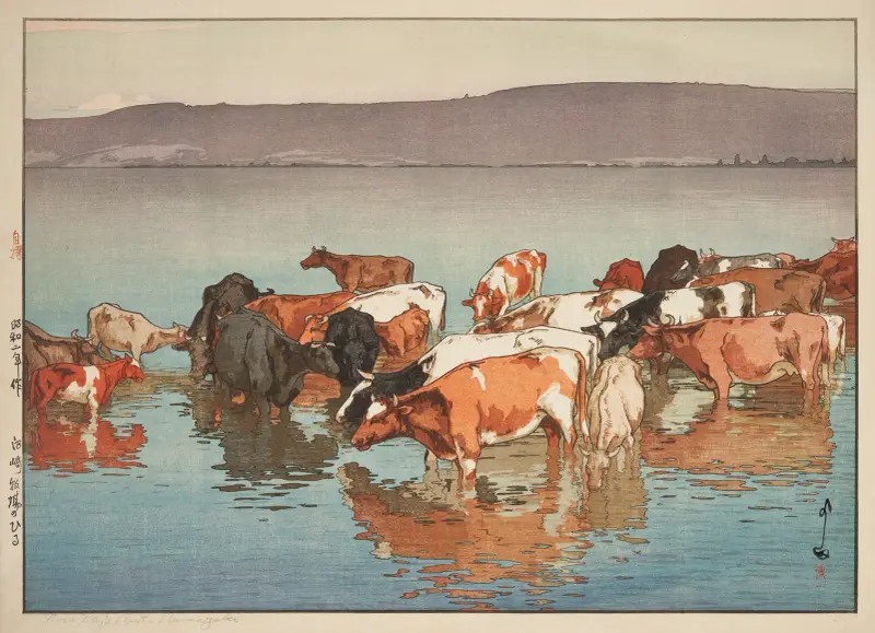 Numazaki bokujo no hiru (Midday rest, Numazaki) av Yoshida Hiroshi