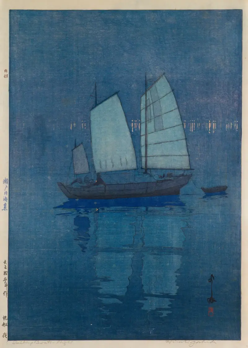 Segelboote – Nacht, aus der Serie 'The Seto Inland Sea' von Yoshida Hiroshi
