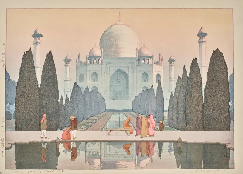 Morgondimma vid Taj Mahal, nr 5 av Yoshida Hiroshi
