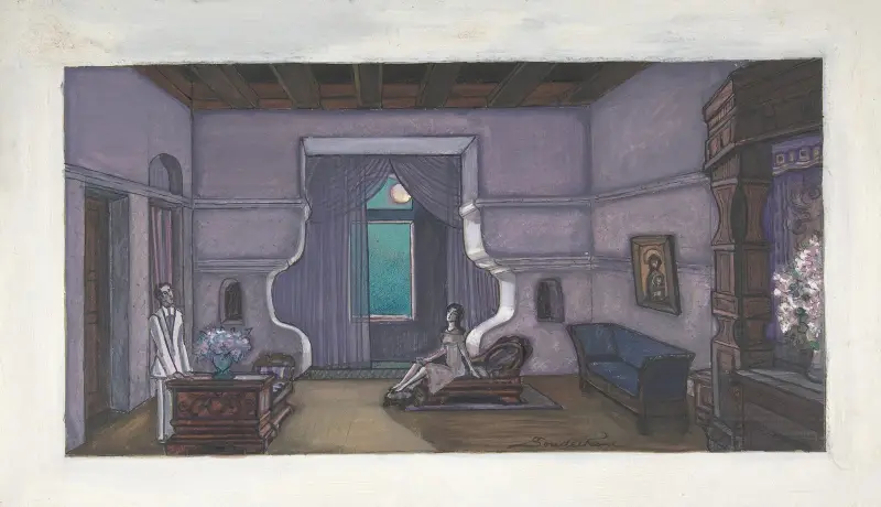 Scenografi för Nikita Balieffs teatersällskap Chauve-Souris, New York av Sergey Yurievich Sudeikin