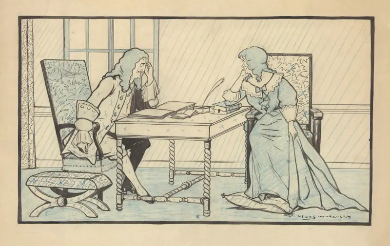 Georges Grand och Marie Leconte i ”Le ménage de Molière” av Maurice Donnay av Yves Marevéry