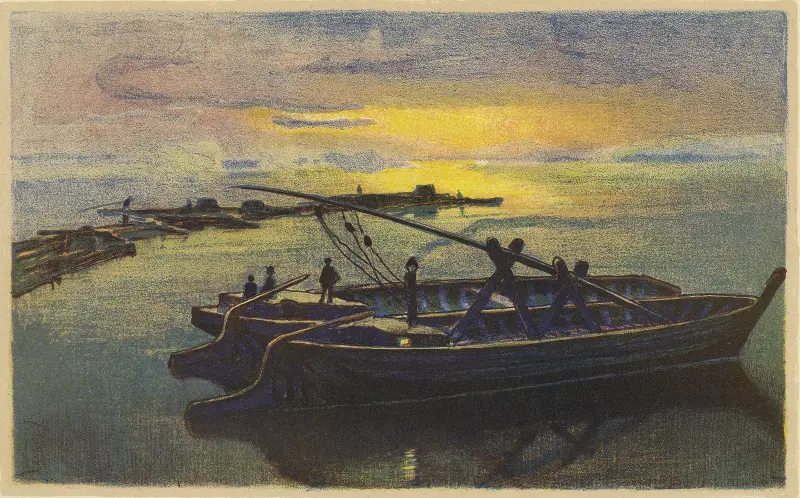 Lastkähne auf der Weichsel von Zofia Stankiewicz