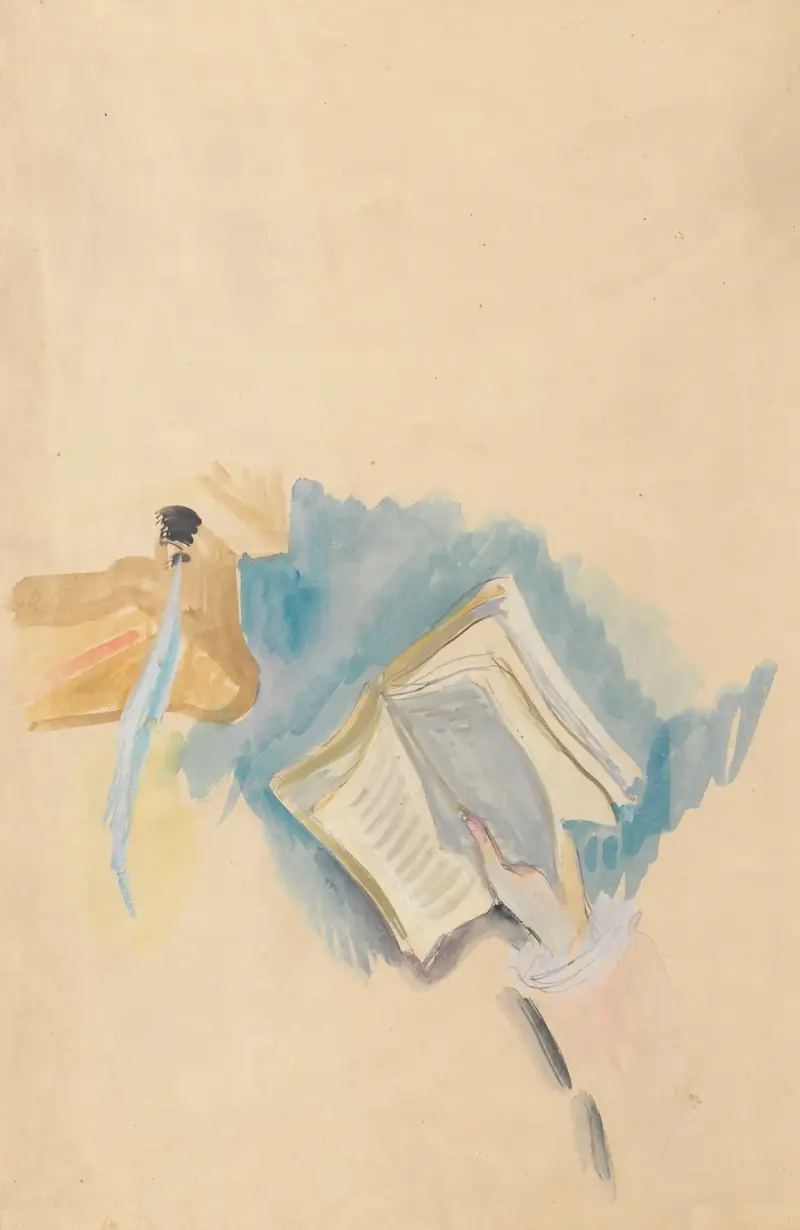 Sketch of a hand holding a book av Zygmunt Waliszewski